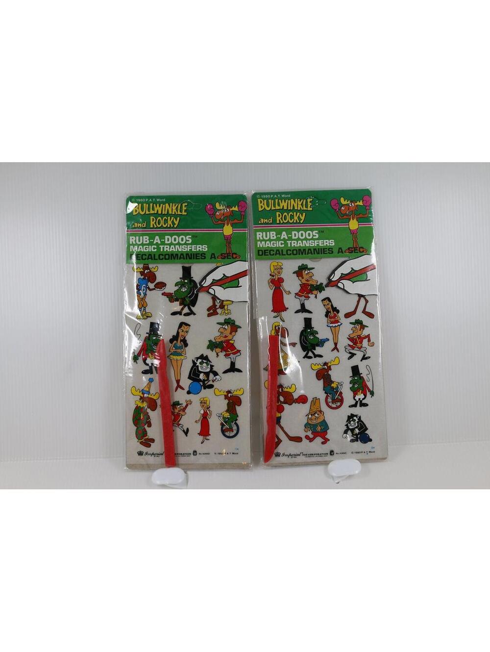 Bullwinkle And Rocky Rub-A-Doos Magic Transfers.Boris Natasha Dudley 1980